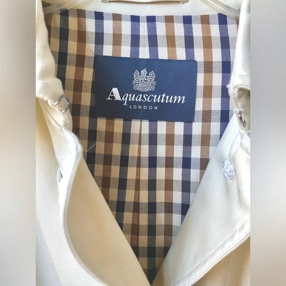 VTG AQUASCUTUM LONDON Tan Trench Coat Lightweight Classic Design - Picture 4 of 12